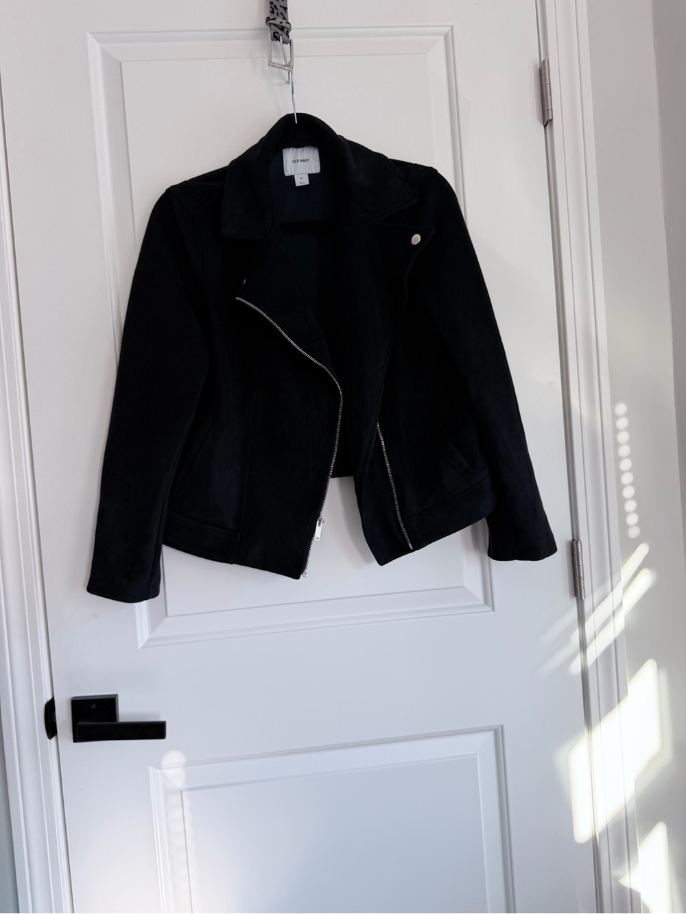Old Navy Vintage Black Moto Faux Suede Jacket - Sleek Women's Coat